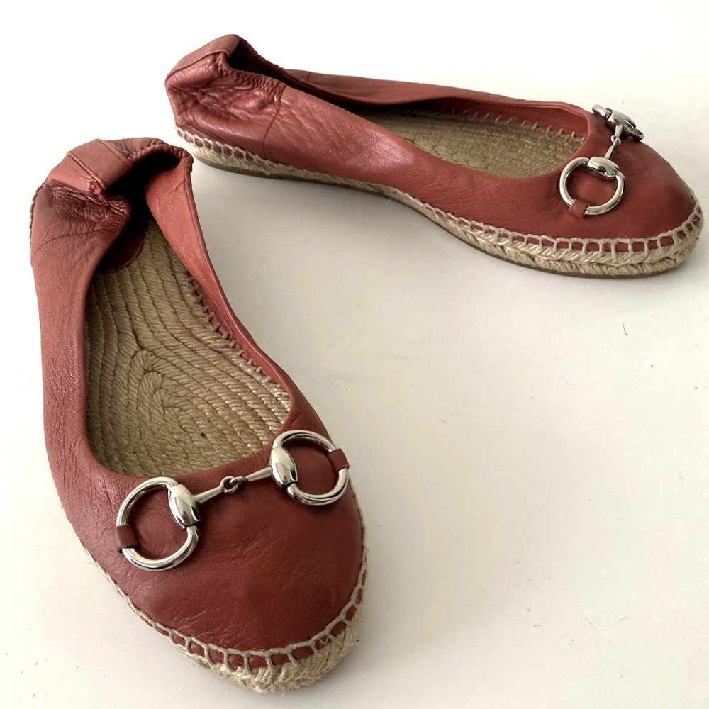 Gucci Horsebit Leather Espadrille Flat Silver-tone Buckle Round toe Slip On 39 - Picture 9 of 11